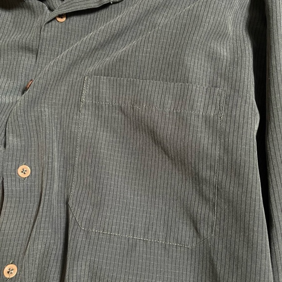 LINEA DOME Men's Dark Grey with Black Stripe Button Up Size L 16-16 1/2 - Picture 3 of 6